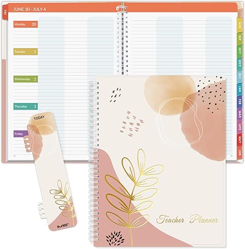 SUNEE Agenda para profesores 2025-2026, planificador de lecciones Lite con 7 períodos, julio 2025 a junio 2026, organizadores diarios, semanales y