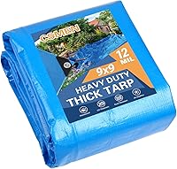 Vista 48 de Lona de alta resistencia impermeable 10x12 pies, lona negra de plástico de poliéster para cubierta al aire libre, lluvia de emergencia, techo