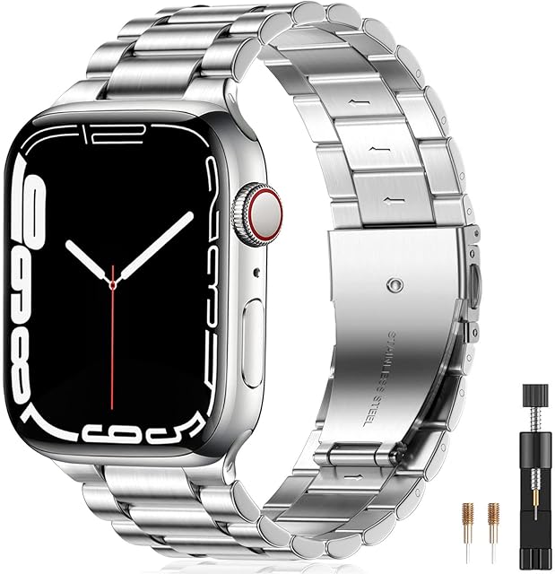 Netolo Metal Straps Compatible with Apple Watch Strap 44mm 49mm 45mm 42mm, Stainless Steel Business Band Compatible with Apple Watch Ultra Strap/iWatch Strap Series 8 7 6 5 4 3 2 1 SE for Men Women