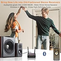 Vista 2 de 1Mii B06Ultra Bluetooth 5.3 Receiver with LDAC for Hi-Res Wireless Audio, HiFi Bluetooth Audio Adapter w/Audiophile DAC, 3D Surround aptX HD Low
