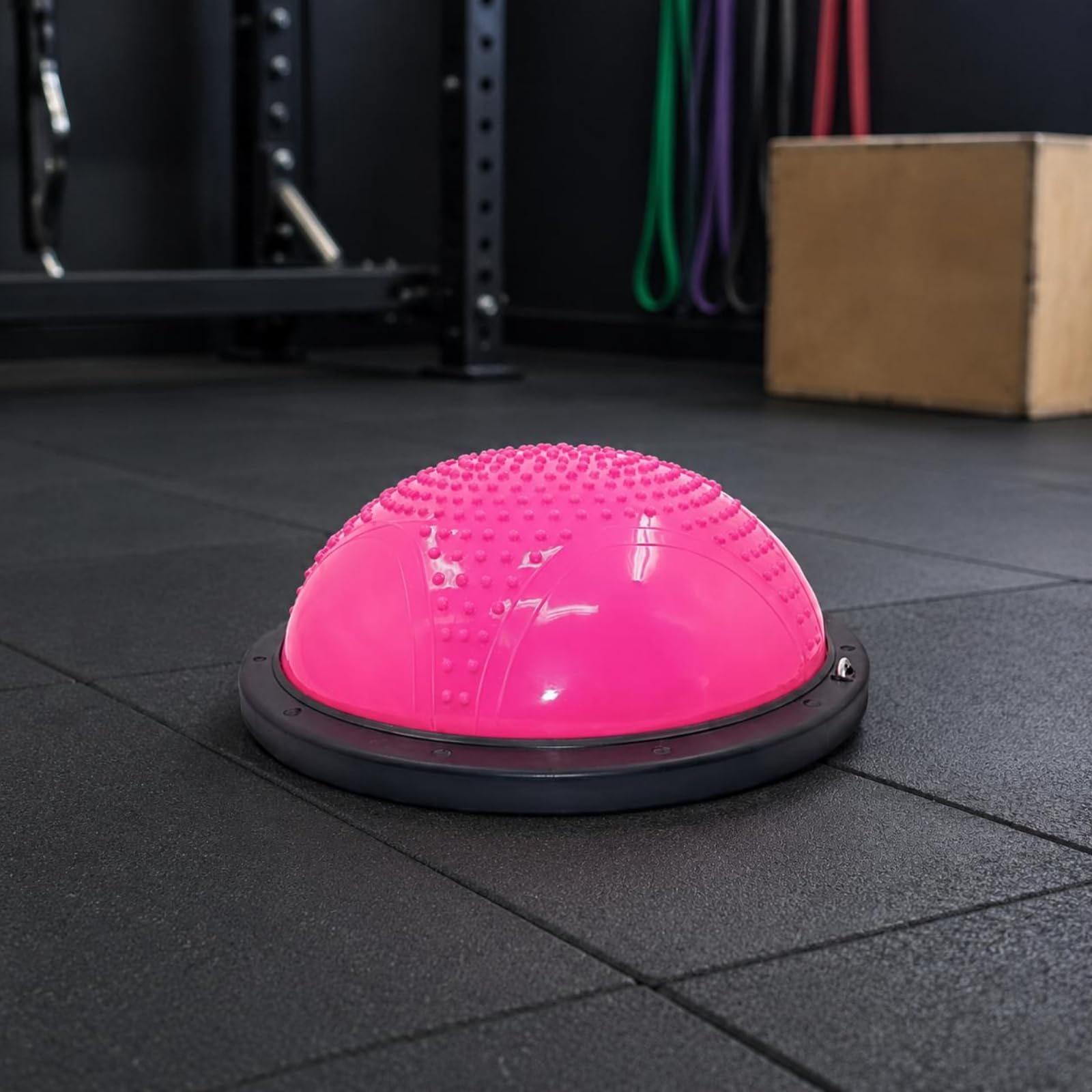 Mezzo Sfera Fitness con Base Antiscoppio Mezza Palla da Ginnastica Pompaggio Incluso Palla Fitness con Elastici per Principianti