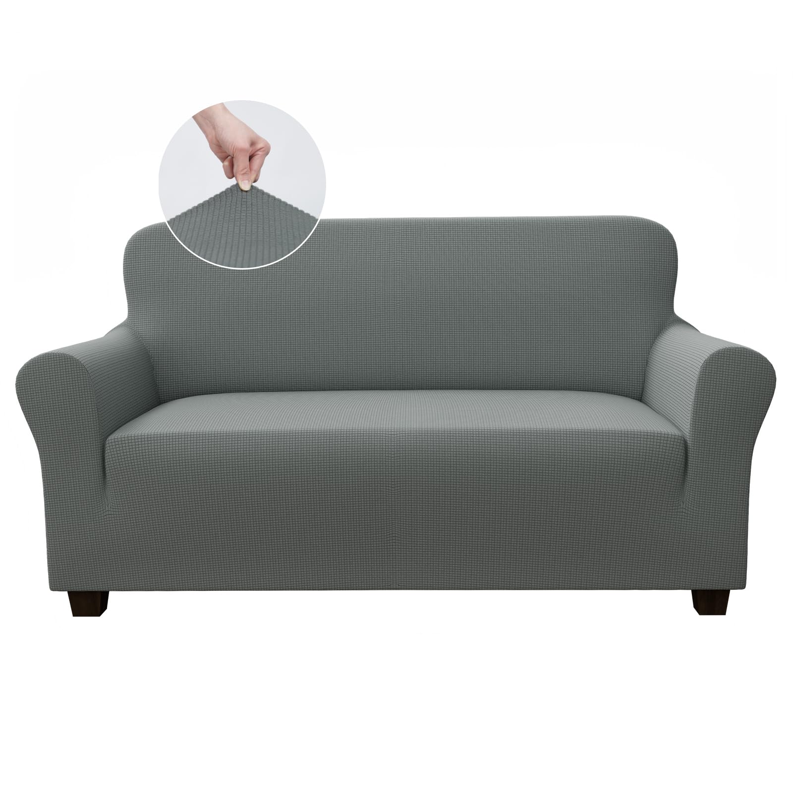 Kmhesvi High Stretch Sofa Covers 2 Seater Couch Covers for Dogs Pets Cats Spandex Non Slip Sofa Slipcover Furniture Protector for Living Room (2 Seater, Light Gray)