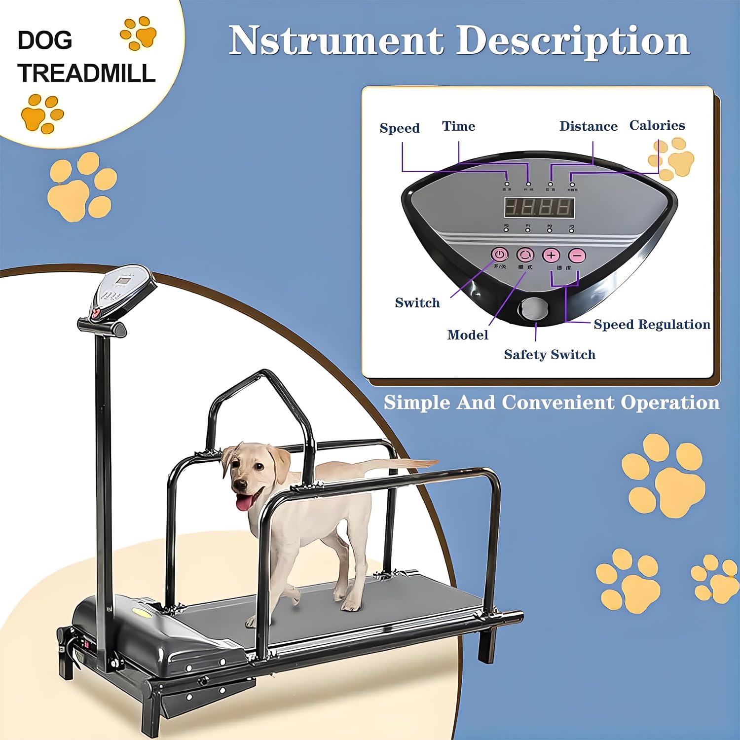 Hundelaufband für mittelgroße Hunde, Hundelaufband für kleine Hunde, Geschwindigkeitsbereich 1-6 km/h, Tragkraft 80 kg, leiser Motor für Hunde, Katzen und andere Haustiere