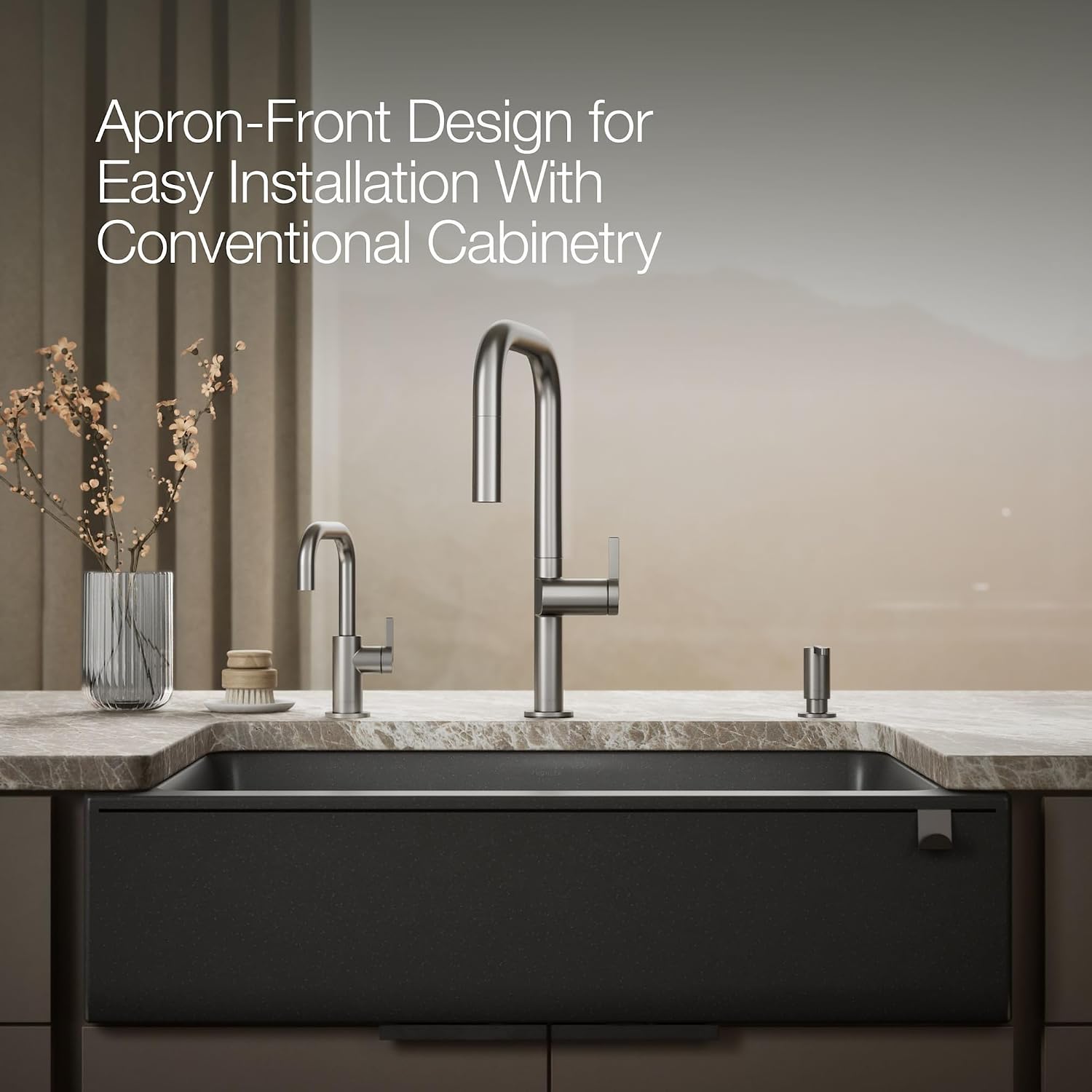 Kohler 25786-CM7 Cairn® 34" undermount single-bowl farmhouse kitchen sink, Matte Graphite
