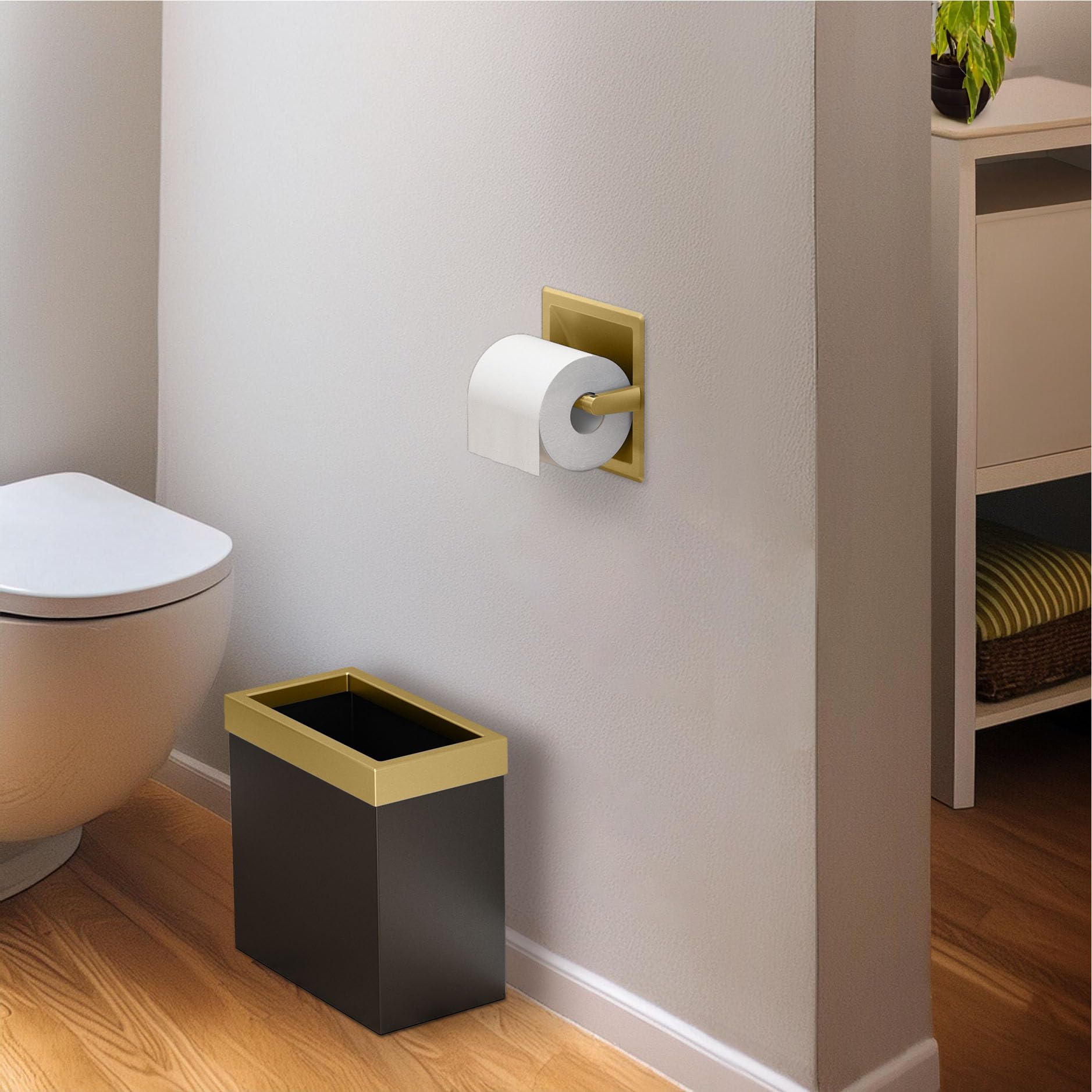 Gatco 753 Recessed Pivoting Toilet Paper Holder, Wall Mounted, Heavy Duty Metal Tissue Holder for Bathroom – Available in Brushed Brass — Amazon image 6