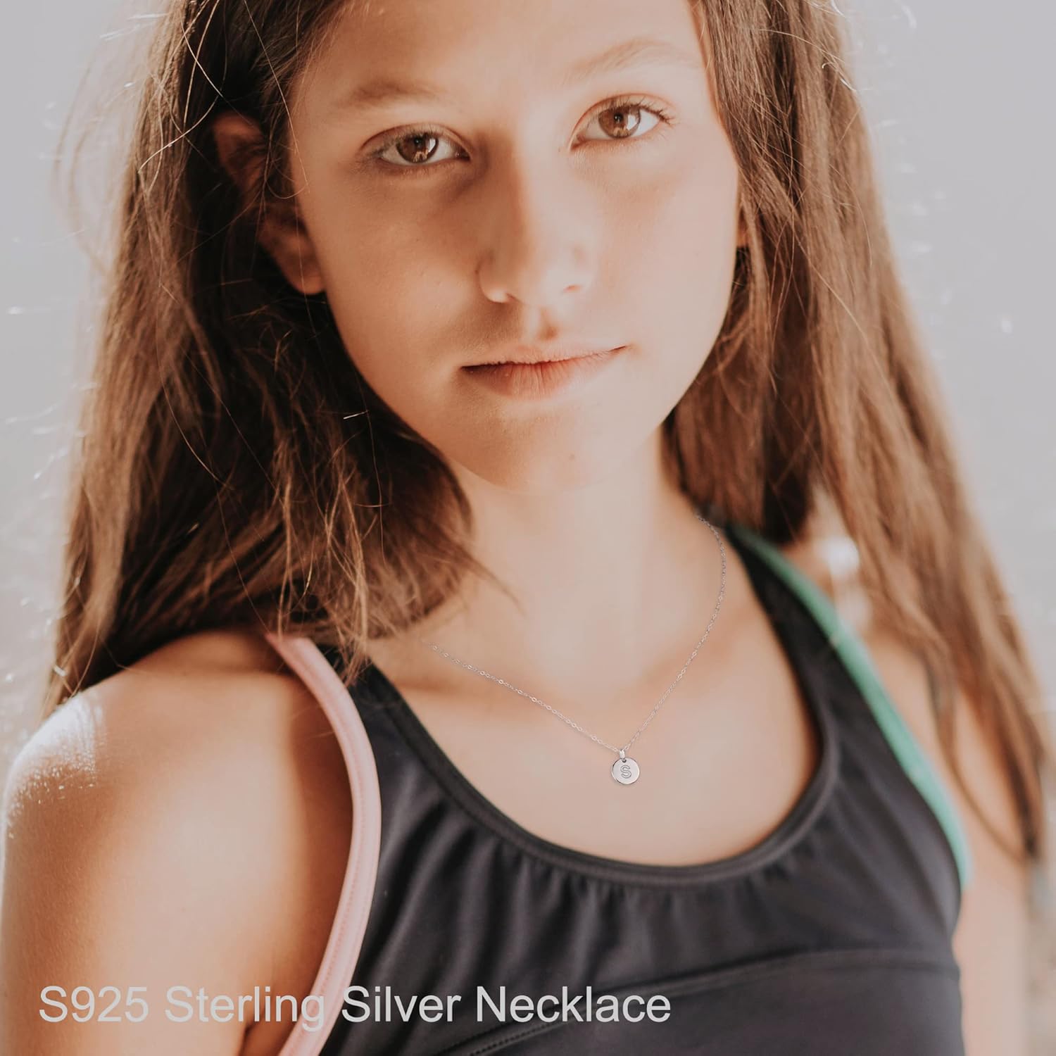 S925 Sterling Silver Disc Initial Necklaces for Women, Hypoallergenic Round Disc Initial Pendant Letter Initial Pendant S925 Sterling Silver Initial Necklace for Women Jewelry Gifts - Image 3