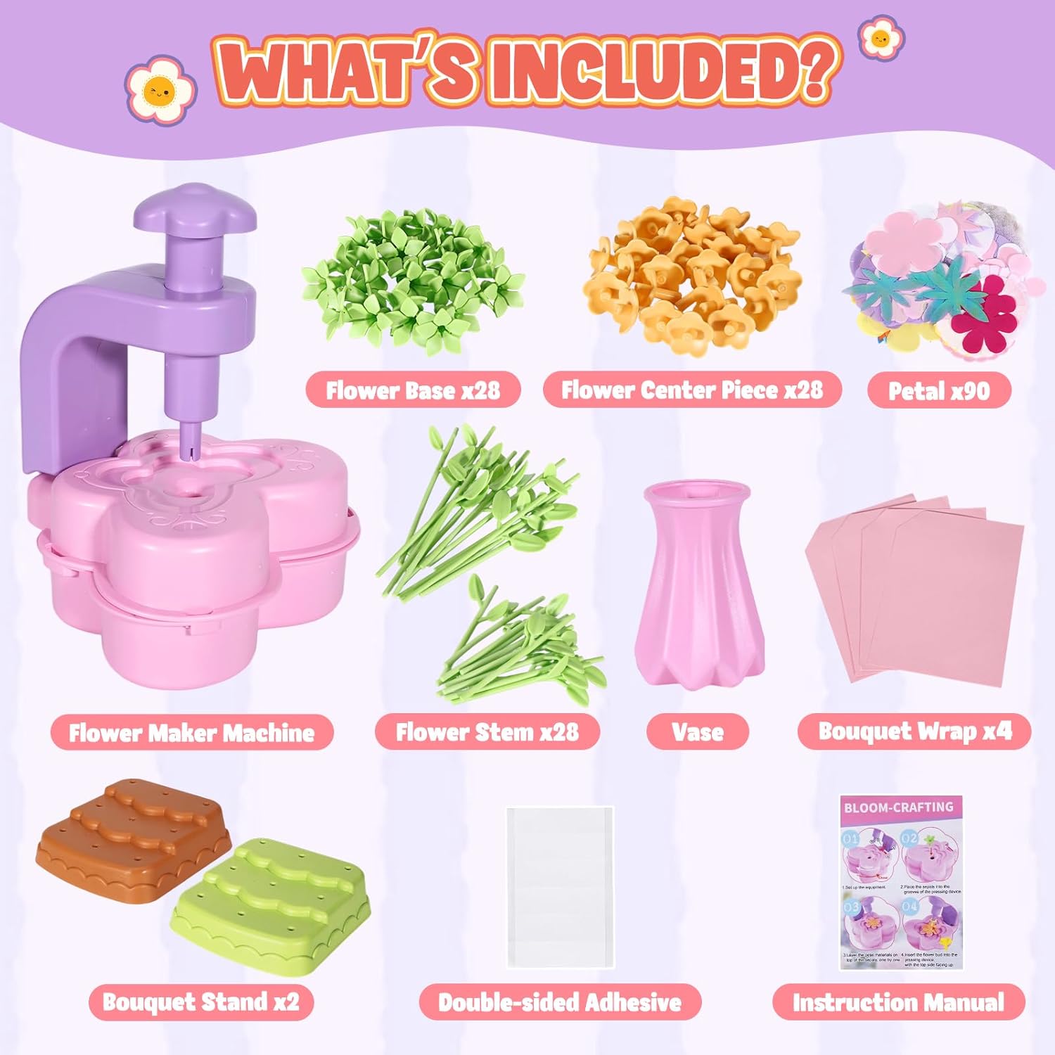 Crelloci Fabric Flower Bouquet Toys, DIY Arts & Crafts Kits for Kids Ages 3-12, DIY Flower Craft Kits for Toddlers, Educational Activity Preschool Birthday Gifts for 4 5 6 7 8 9 10 Year Old Girls - Image 5