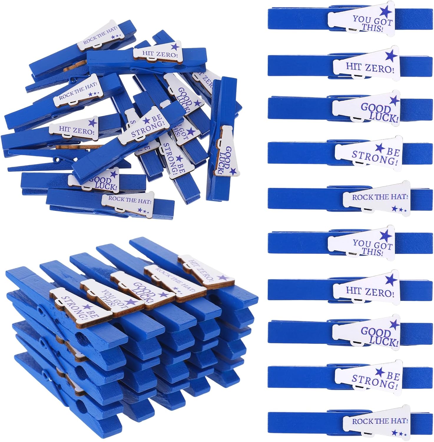 100 Pcs Cheer Pins Spirit Clips Wooden Clothes Pins for Teams Cheerleaders Gifts for Backpacks, Competition Cheer Mini Clothespins Bulk for Photo Decorations Party Favors Accessories