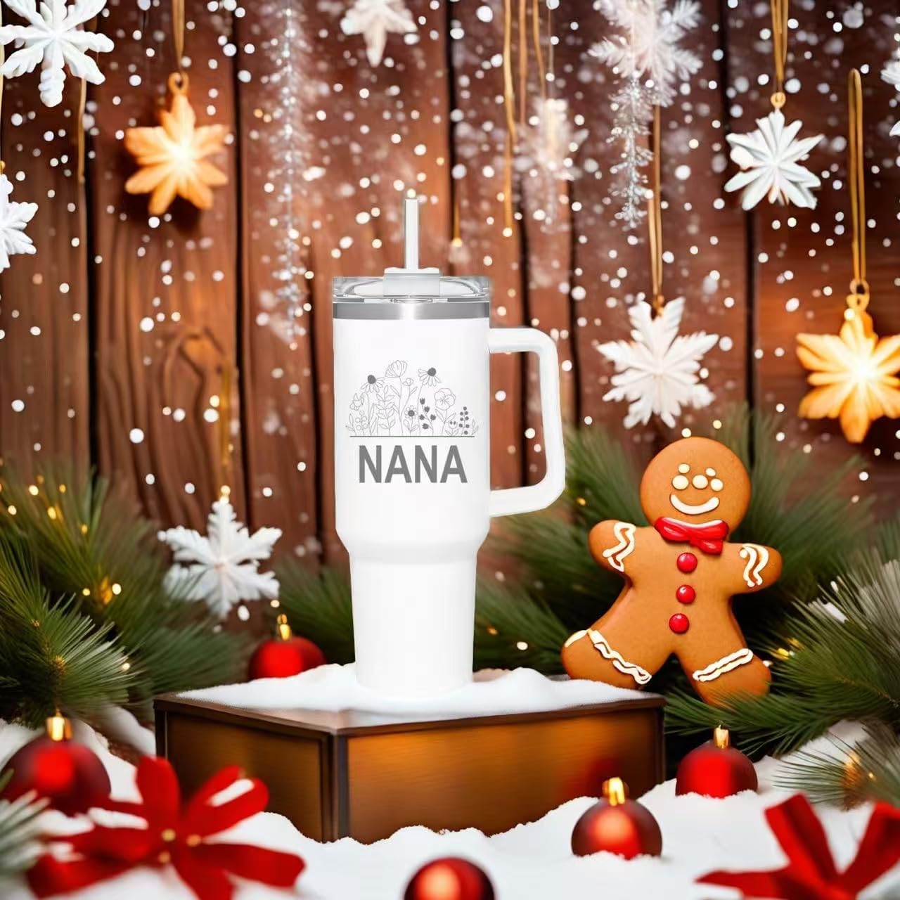 Nana Gifts for Grandma,Birthday Gifts for Nana from Granddaughter Grandson Grandchildren Grandkids,Best Grandma Gift,Mothers Day Christmas Gift for Mom,40oz Tumbler With Handle and Straw - Image 6