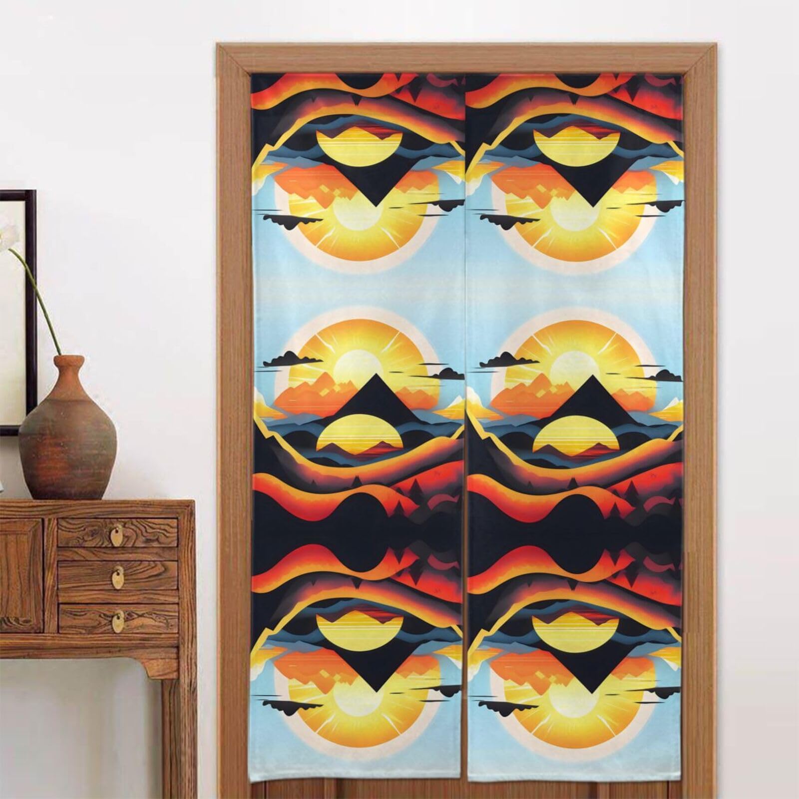CNTDBU Sunrise Mountain Door Curtain 34x56 Inch-Room Divider Panel for Privacy, Entryway Screen for Kitchen Bedroom
