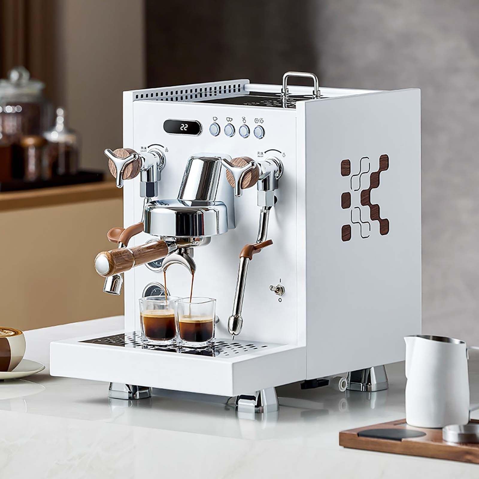 Masseur à Lait éLectrique 2850 W Avec Mousseur à Lait, RéServoir D'Eau Grande Capacité De 1,6 L, Porte-Filtre Professionnel De 58 Mm Et Buse Vapeur, Acier Inoxydable, Pour Cappuccinos Et Lattes