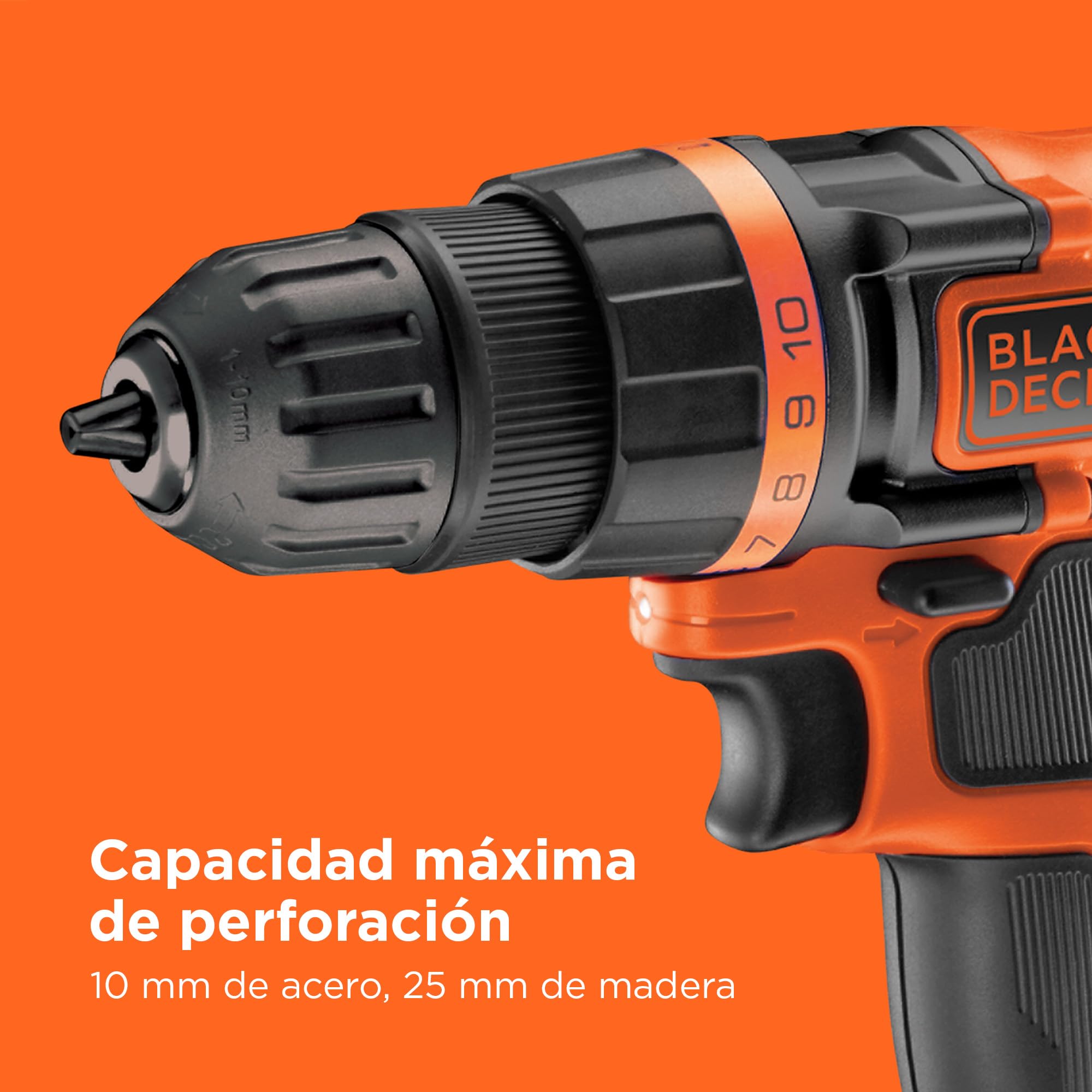 BLACK+DECKER Atornillador sin cable 18V, 28Nm de par, 10 ajustes de par, diseño compacto, sin accesorios, BDCDD18N-XJ