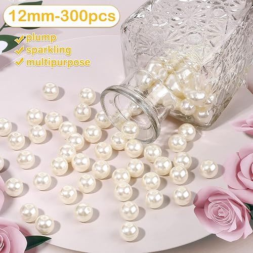 Miniatura 2 de 500 cuentas de perlas para manualidades, color blanco roto, tamaño mixto de 34681012140.787 in, cuentas con agujeros para hacer joyas, pulseras,