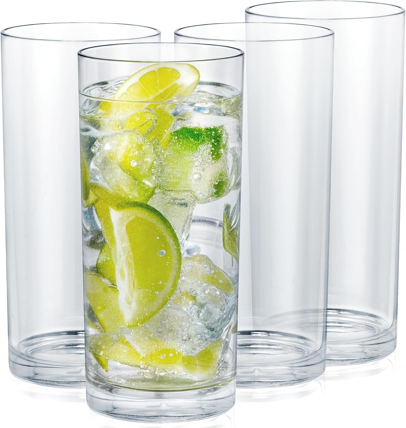 Zulay Kitchen Acrylic Glasses Drinkware - 4 Piece Unbreakable Plastic Tumblers - BPA-Free, Reusable Plastic Drinking Glasses for Home & Outdoors - Stackable, Lead-Free & Dishwasher Safe - (16 Ounces)