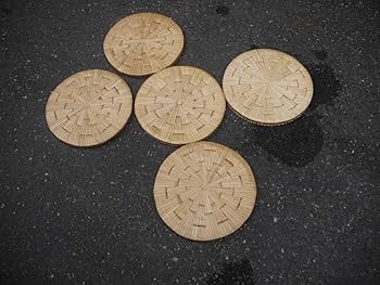 茶道具 円座 5客揃 藁竹 露地道具 L169 Amazon.co.jp: 【31203】円座藁竹5枚組茶道具座具敷物茶事路地