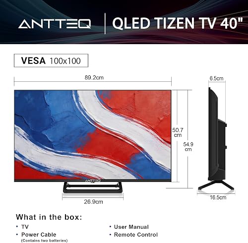 Antteq 40 inch Smart TV, FHD QLED TV Central Stand Design Tizen OS Television with AppleTV+ Netflix Freeview Gaming Hub, MEMC HDR10 Ideal Large Screen for Living Room, Made in the UK - 8