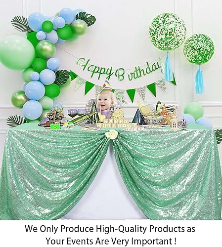 Miniatura 2 de ShinyBeauty Mantel rectangular de lentejuelas con purpurina de 90 x 132 pulgadas, color verde menta, para decoración de bodas, fiestas de