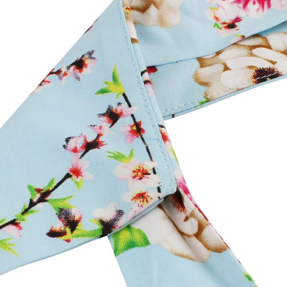 Women Vintage 1950s Rockabilly Swing Dress 50s Pinup Retro Hepburn Style A-Line Halterneck Floral Dresses - Image 2