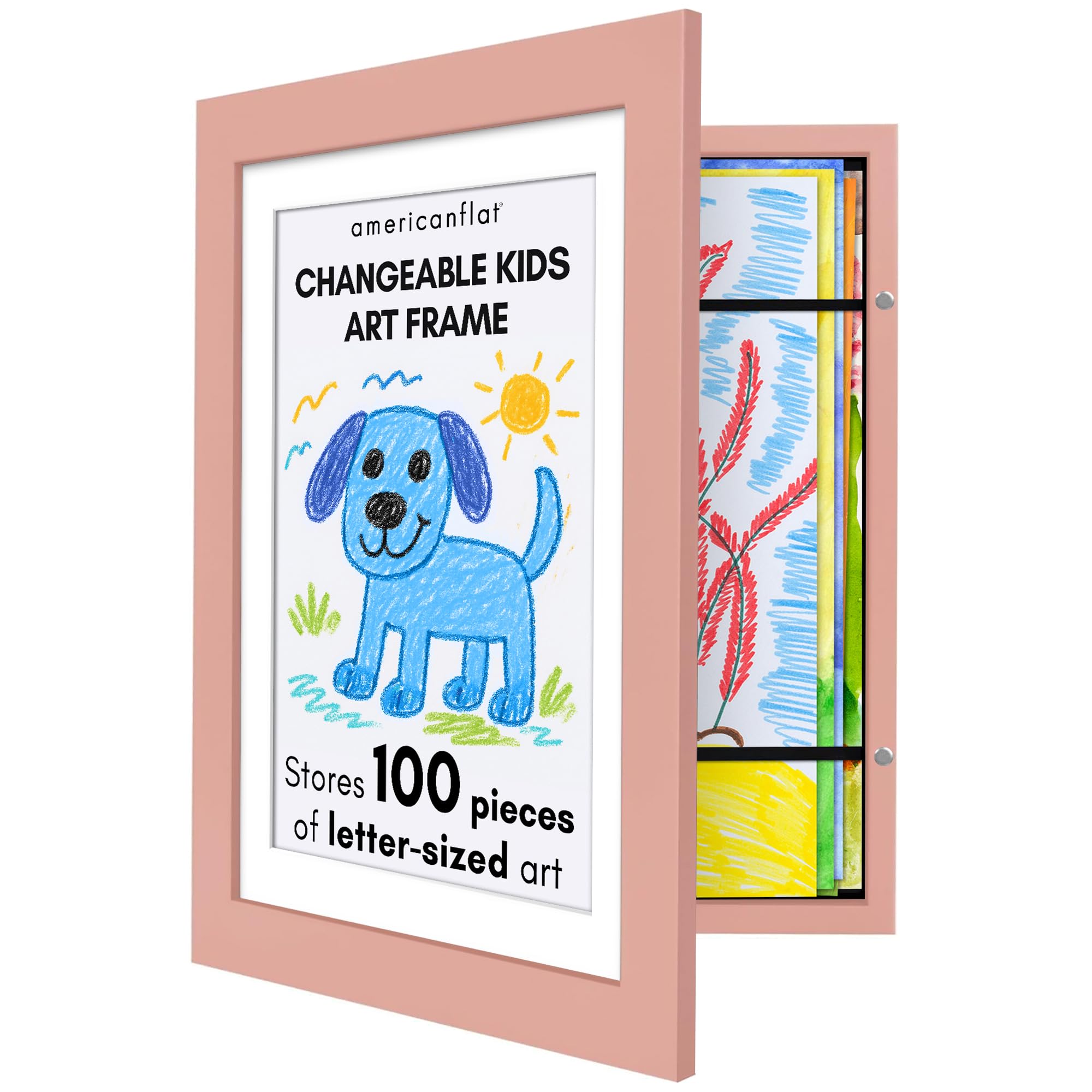 Americanflat 8.5x11 Changeable Kids Art Frame - Peachy Pink
