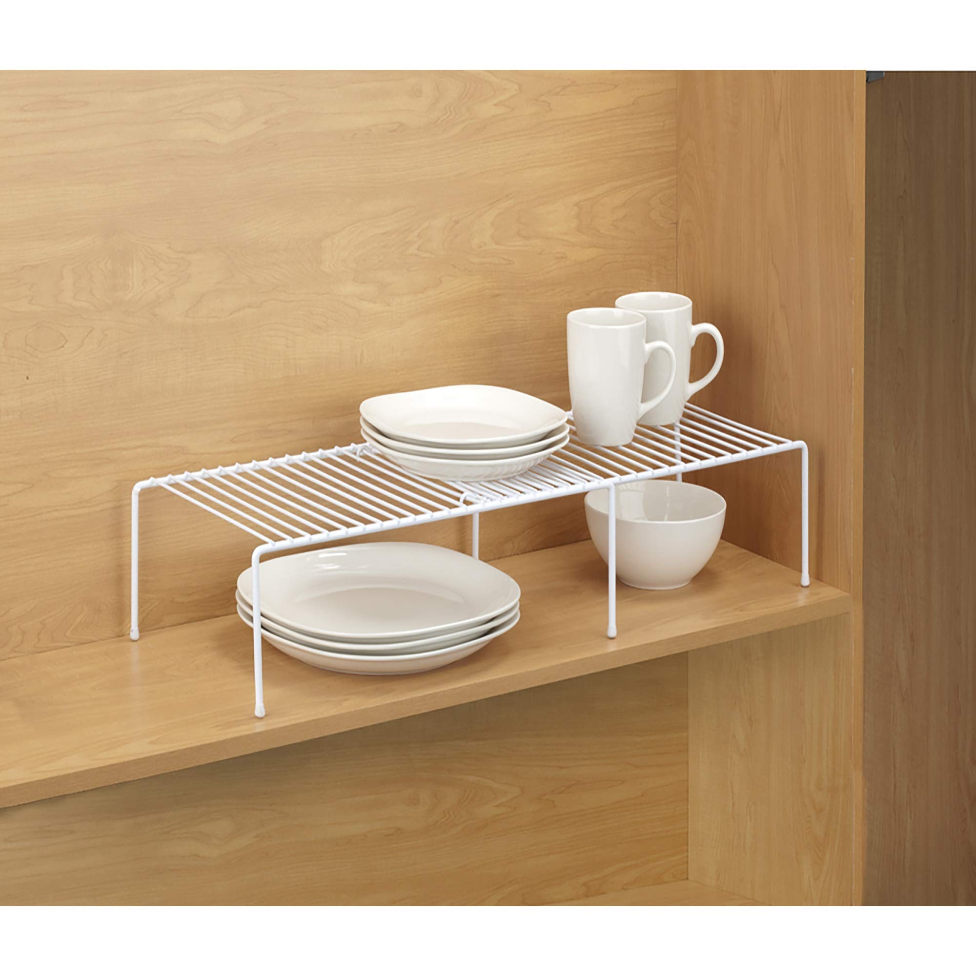 Kitchen Details Expandable Helper Shelf | Cabinet & Countertop Organization | Pantry | Space Saver Storage | White
