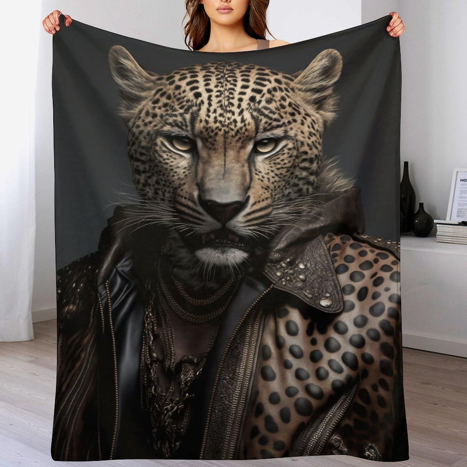 Couverture Polaire Cool Jaguar Chaude en Flannel contre le Froid du Lit
