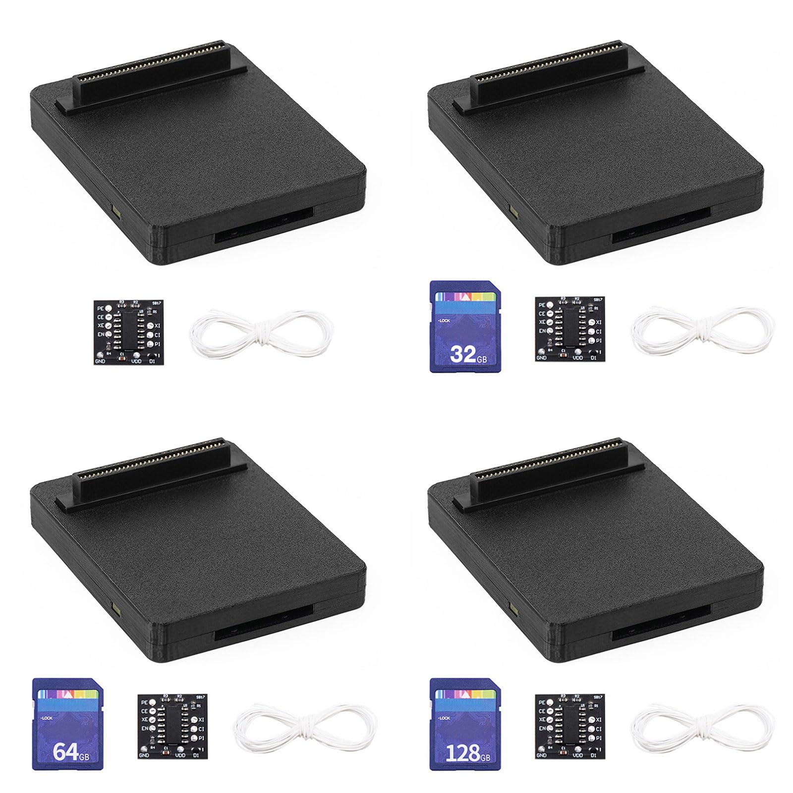 Emulador de unidad óptica de fácil instalación 32 GB/64 GB/128 GB, funda impresa con juego de tarjetas de memoria para consola de juegos retro, funda impresa con kit de tarjetas de memoria, accesorios