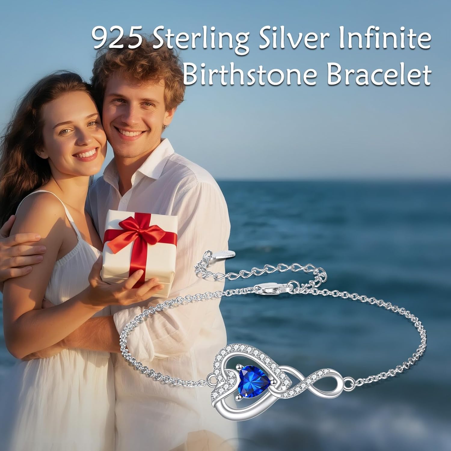 Infinity Heart Birthstone Bracelet 925 Sterling Silver Forever Love with Birthstone Adjustable Bracelet for Anniversary Birthday Women Gifts - Image 6