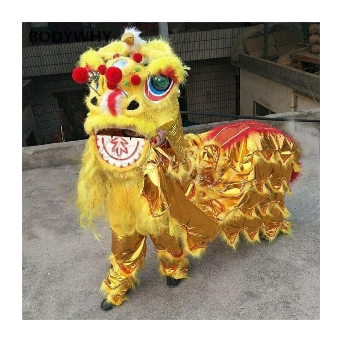Drago Cinese per Feste Danza del Leone Cinese Arte Popolare Costume da Ballo E Pantaloni Spettacolo per Feste Parata All'aperto Mascotte di Feste Cinesi in Italia(Yellow)