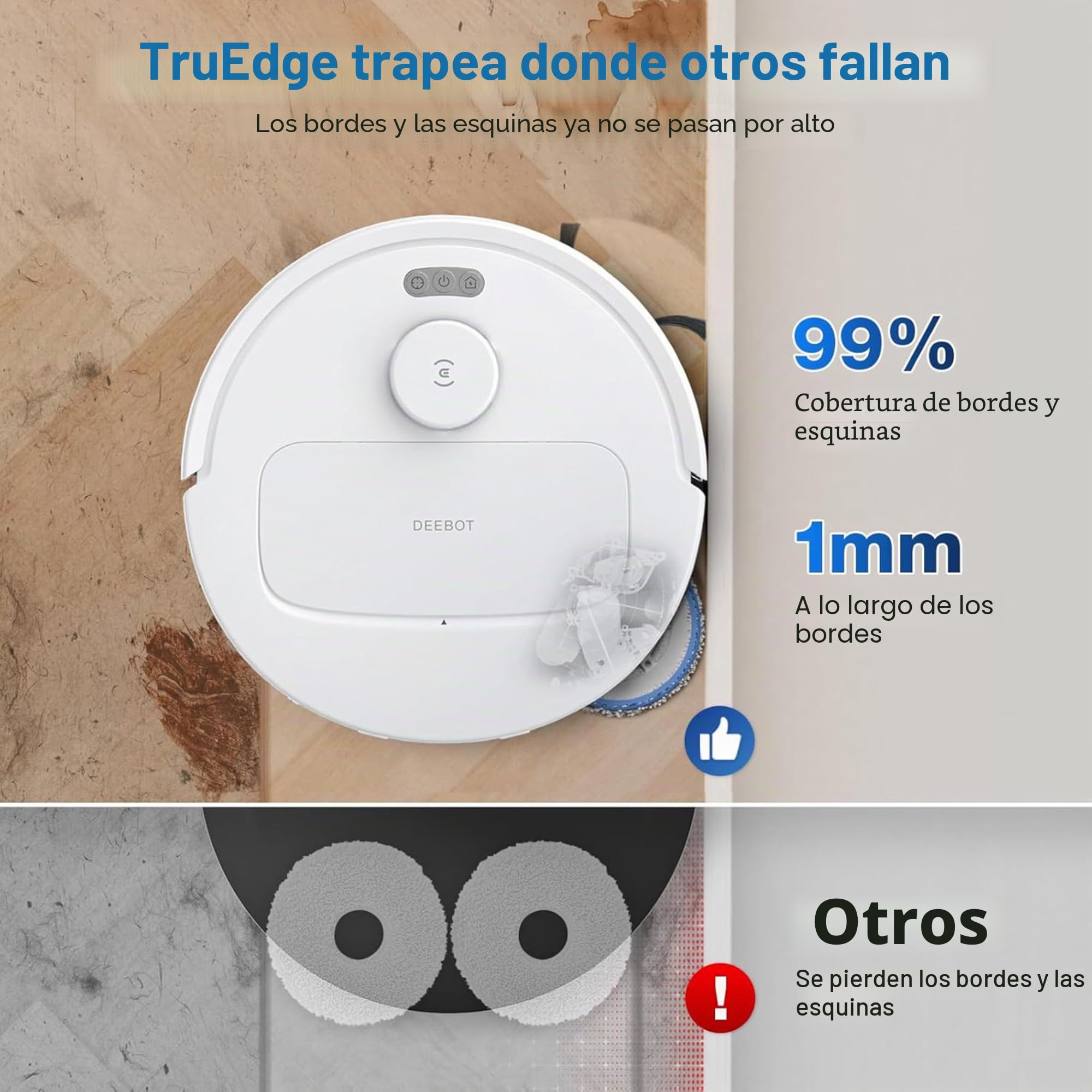 ECOVACS N30 Pro Omni aspriadora Robot con estación Vaciado, Lavada, Secado automáticos, 10 00 Pa, Cepillo antienredos ZeroTangle 2.0, Limpieza Agua Caliente 60 ℃, mopa adaptiva TruEdge, Blanco