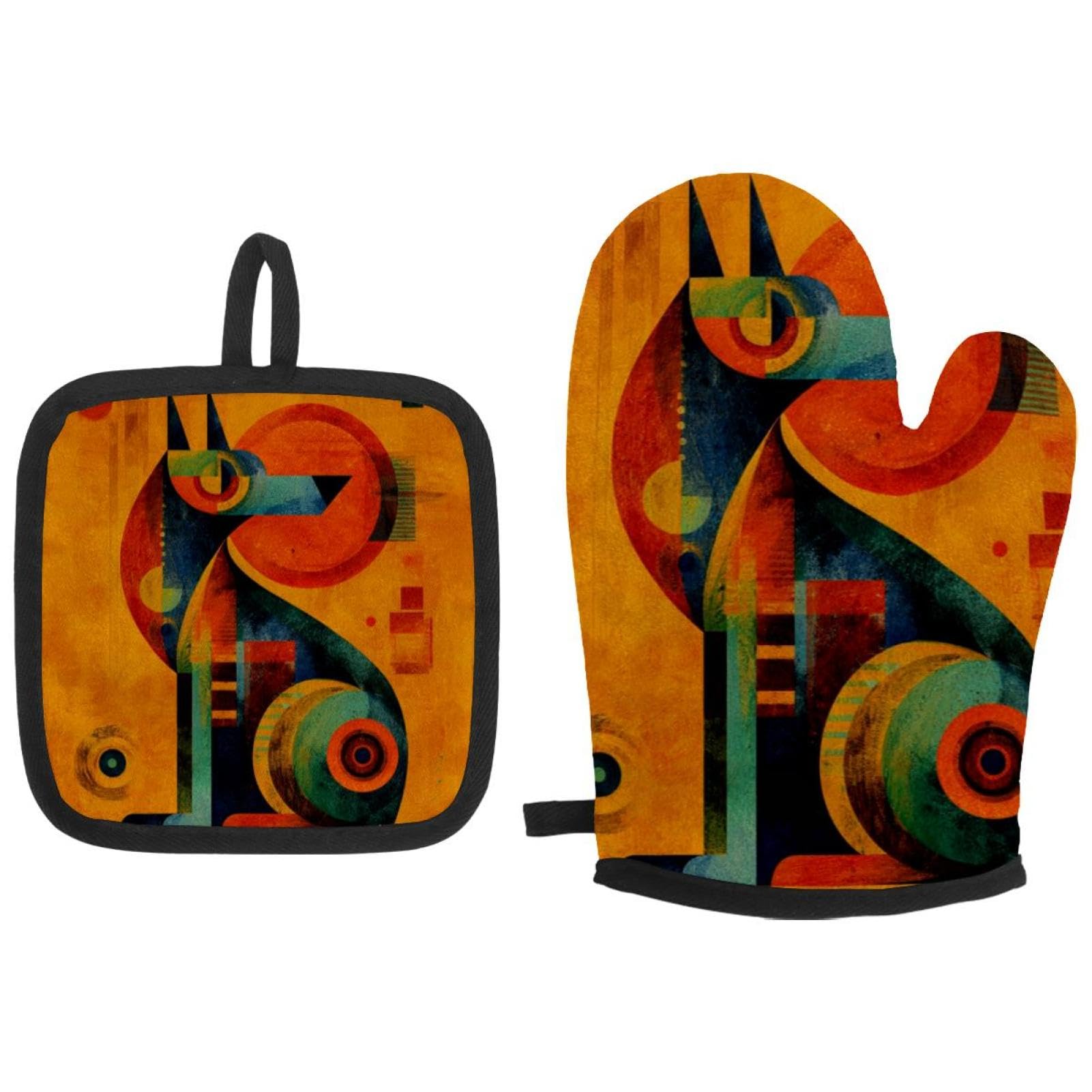 Cadeaux de cuisine originaux : gant de cuisine et manique chien abstrait
