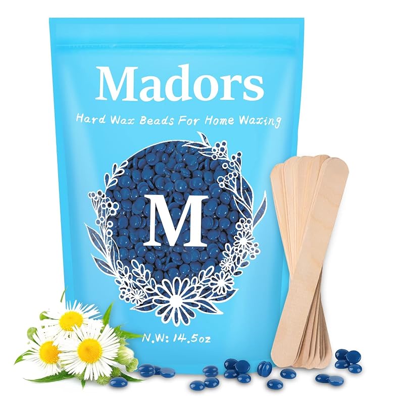 Cera depilatória em pérolas Madors para aquecedor, 454 g, com 10 palitos aplicadores