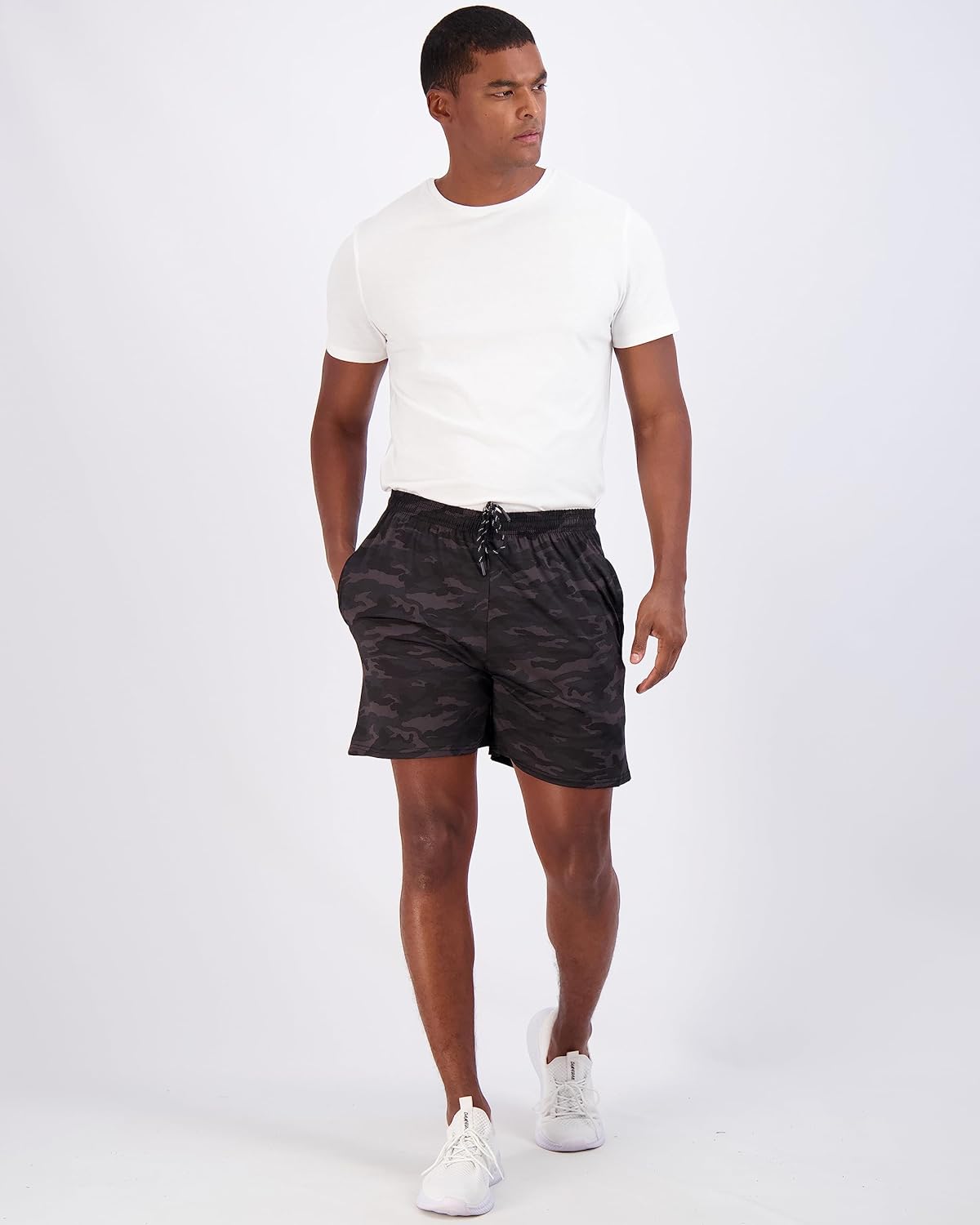 Real Essentials 5 Pack: Men's 5" Inseam Dry-Fit Running Workout Shorts - Pockets & Drawstring (Available in Big & Tall) - Image 5