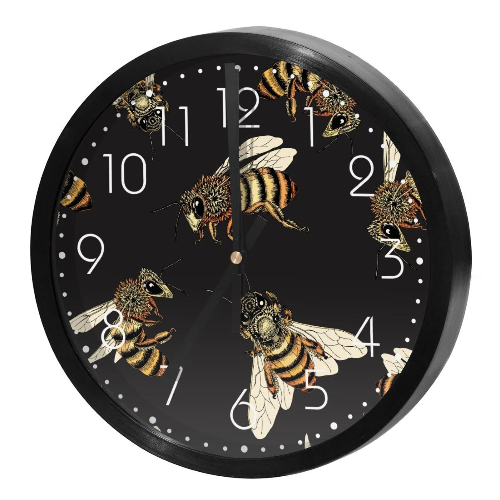 Horloge murale à quartz sans tic-tac de précision et design bourdons élégant