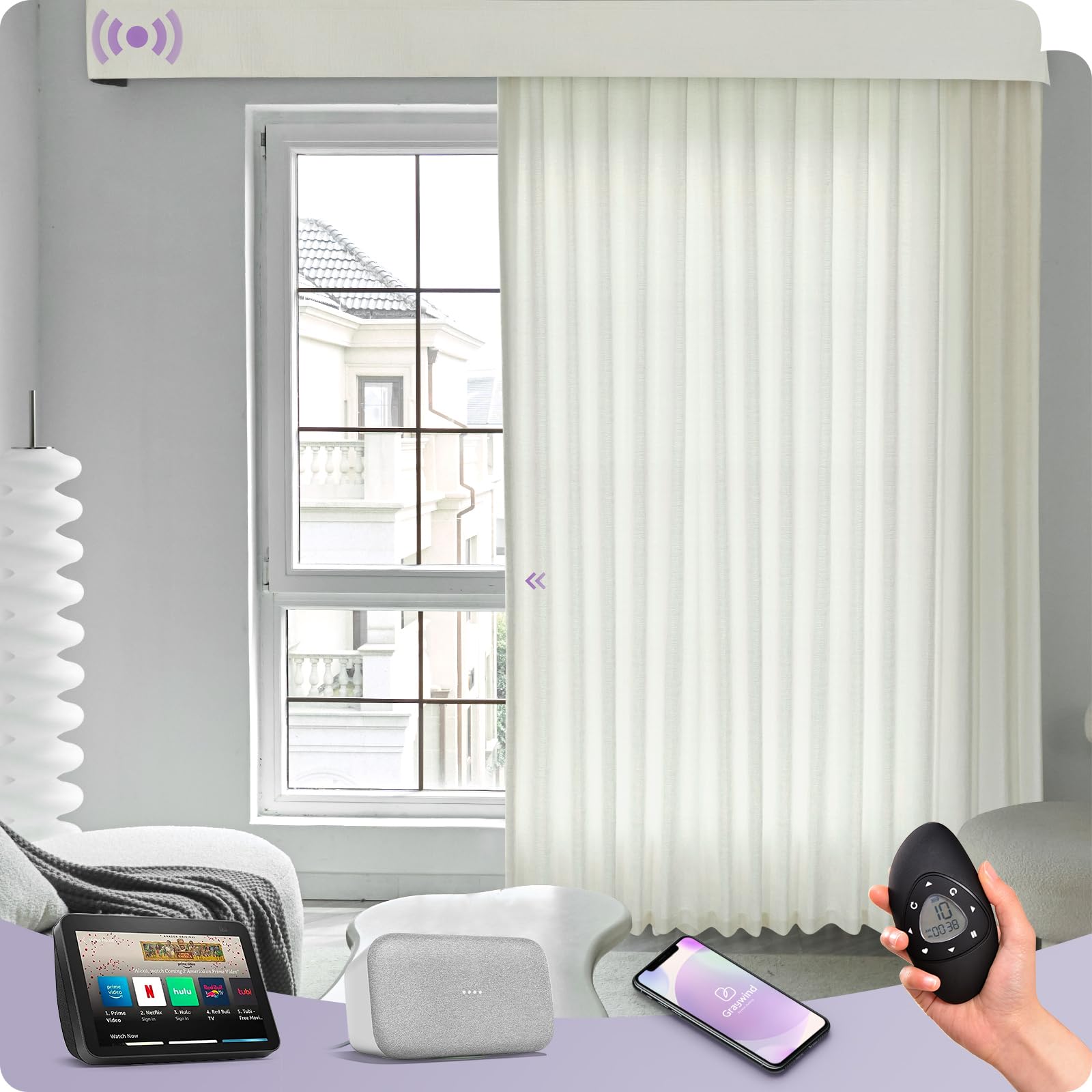 Amazon.com: Graywind Rechargeable Smart Curtains Compatible with