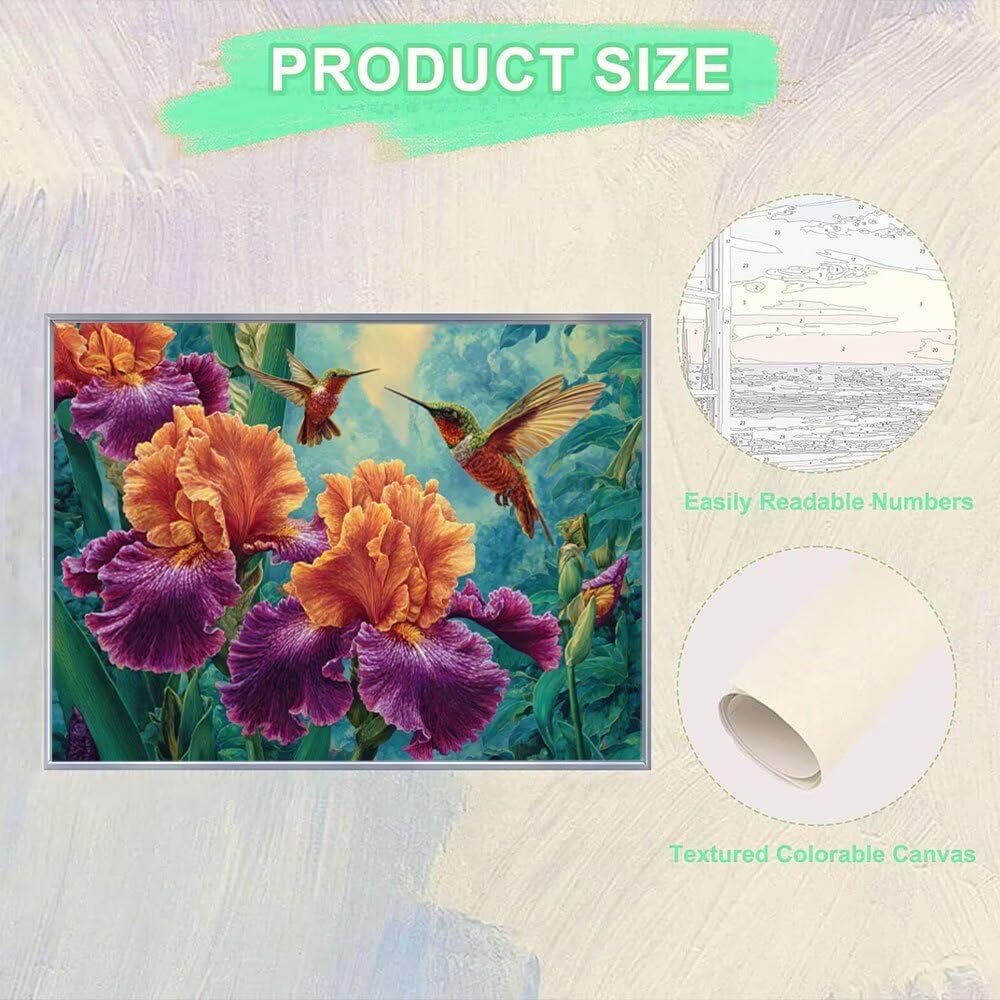 Malen Nach Zahlen Erwachsene DIY Komplettset - Hochwertige Acrylfarben & Leinwand - Entspannendes Kunsthandwerk für Anfänger & Fortgeschrittene - Ideales für Home Deko - Kolibri Motiv (80x100cm) C-215