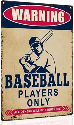 Miniatura 1 de Regalos de béisbol para niños, señal de advertencia de 8 x 12 pulgadas, solo jugadores de béisbol, decoración de habitación de niños para dormitorio