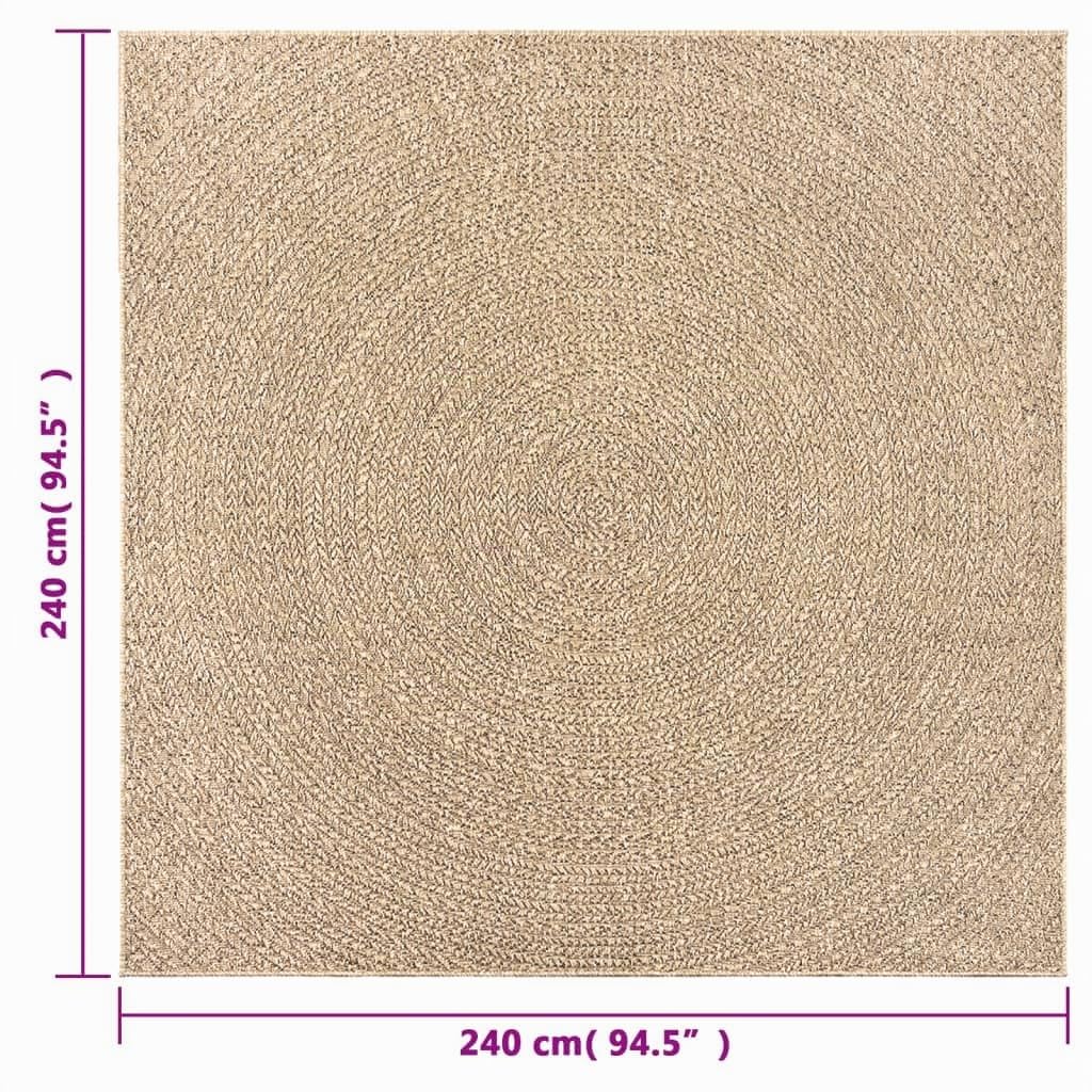 vidaXL Alfombra ZIZUR Apariencia de Yute Interior Exterior 240x240 cm