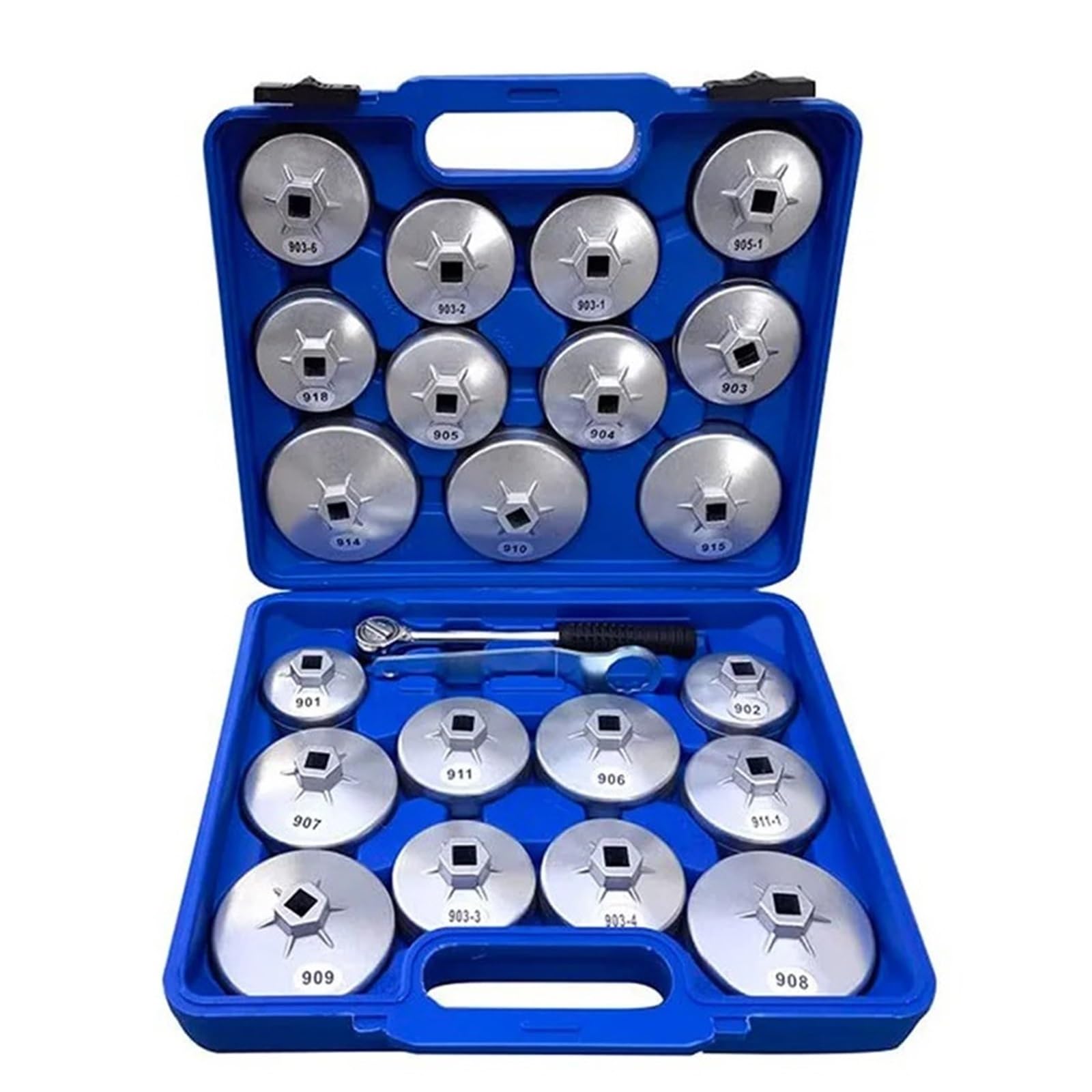 Filtre à Solution d'urée 23 pièces Jeu de clés à Filtre à Huile en Alliage d'aluminium Type de Tasse Douille 1/2 "Kit d'outils de Retrait d'entraînement Kit Nettoyage Filtre à urée