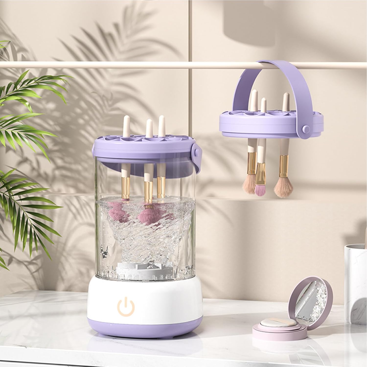 Make Up Brush Cleaner - Portable Make Up Tool Washer | Automatic Cosmetic Brushes Cleaner Machine - for Home Vanity Travel Professional Studio Women