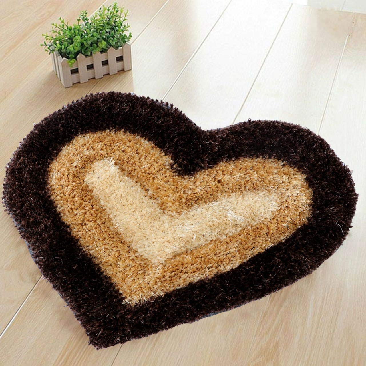 Multipurpose Microfiber Door Mats Heart Shape | Floor, Bath Doormat for Home & Kitchen, Office | Machine Washable (Brown)-image-40