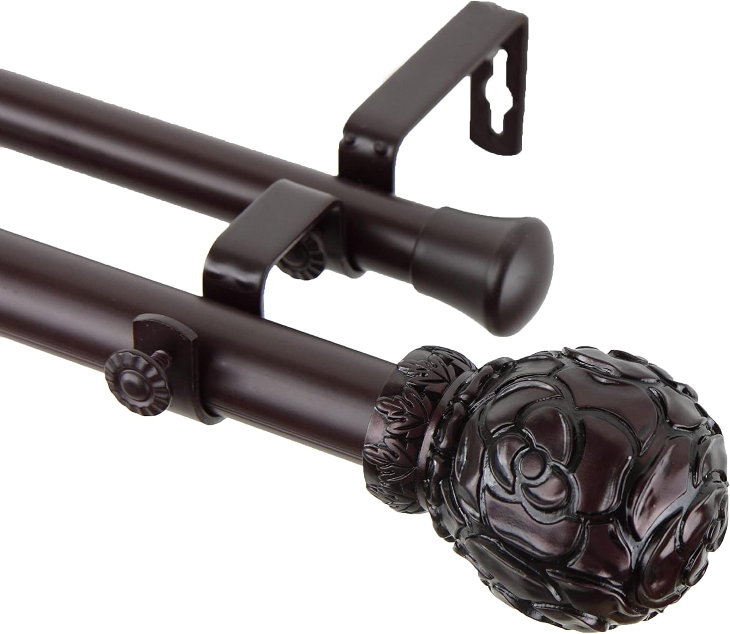 Rod Desyne Lindy 1" Double Curtain Rod, 28-48 inch, Black