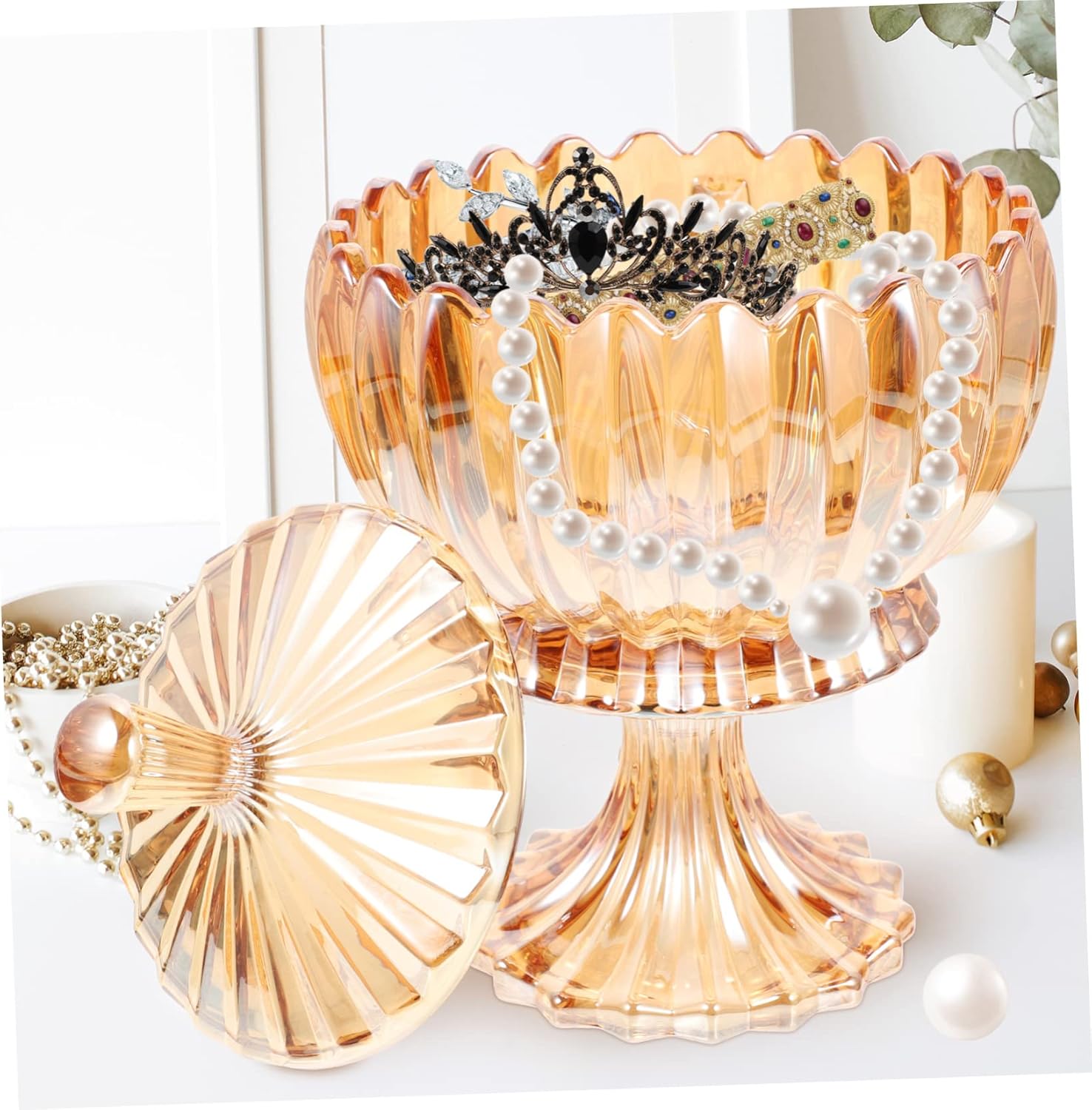 Embossed Glass Storage Tank Apothecary Jar for Jewelry Snacks Decorative Jars Lids