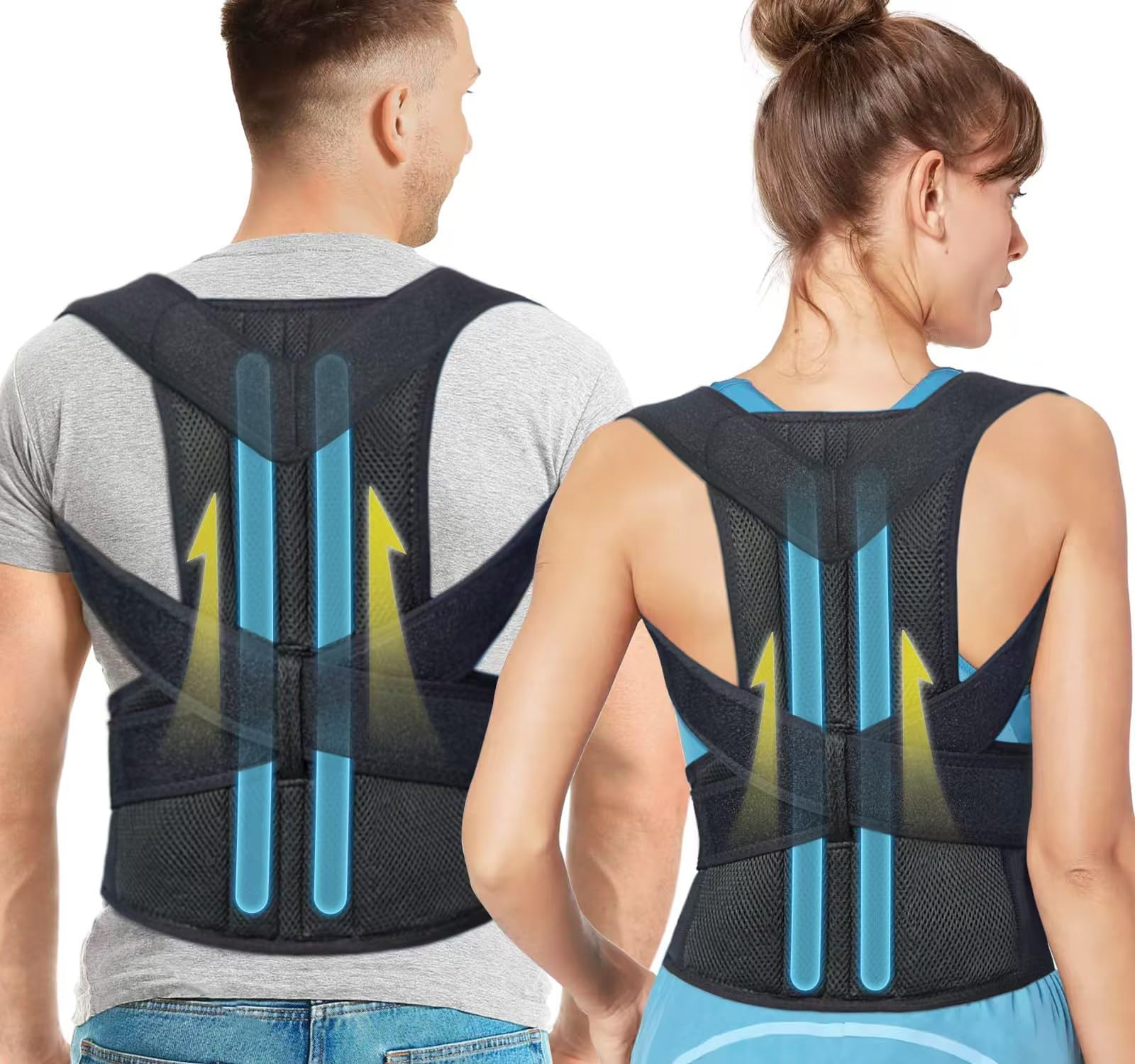 Fitsupport Back Brace Lumbar Shoulder Posture Corrector Support, Provide and Back Pain Relief for Women and Men (23.7-30 Inch Waist, Small)