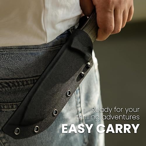 Miniatura 5 de Kizer Metaproptizol Cuchillo de hoja fija con funda, hoja de acero D2 de 5.59 pulgadas, cuchillo de supervivencia con mango de micarta verde,