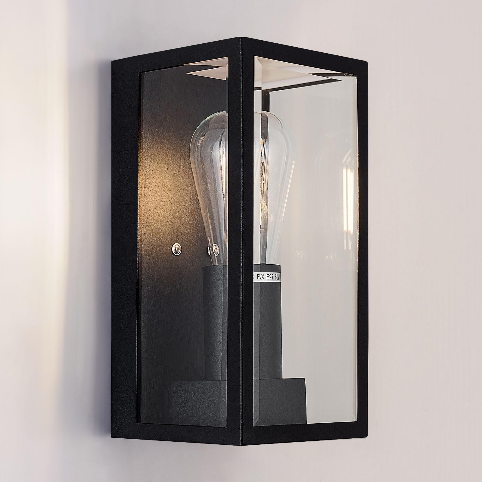 Harper Living Unisex Black Modern Clear Glass Outdoor Wall Light In