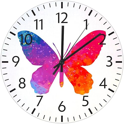 Miniatura 6 de ArogGeld Reloj de pared de PVC con mariposa multicolor, relojes con números para amantes de la mariposa, silencioso, sin tictac, funciona