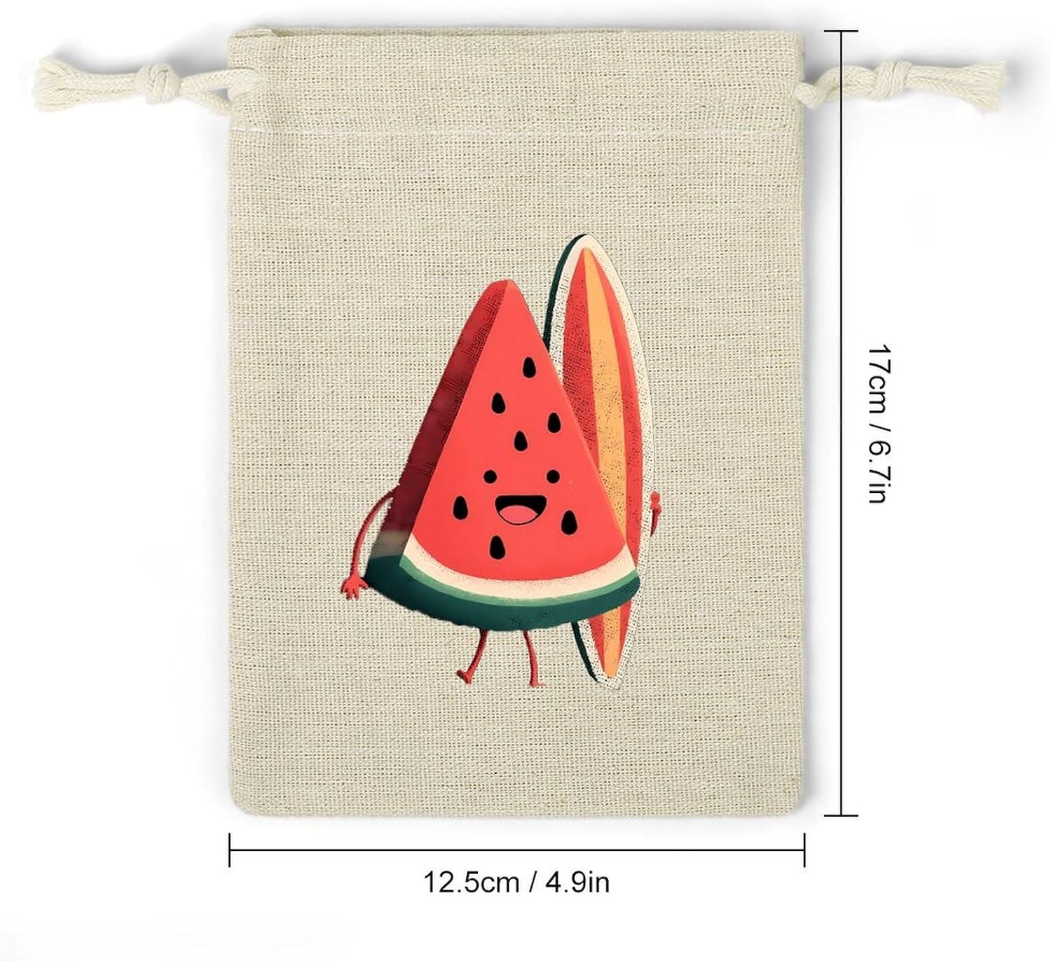 Watermelon Surf Surfing Surfboard Cloth Bag Small Makeup Coin Pouches 8PCS | string closure,cotton and linen,compact storage pouch,machine washable