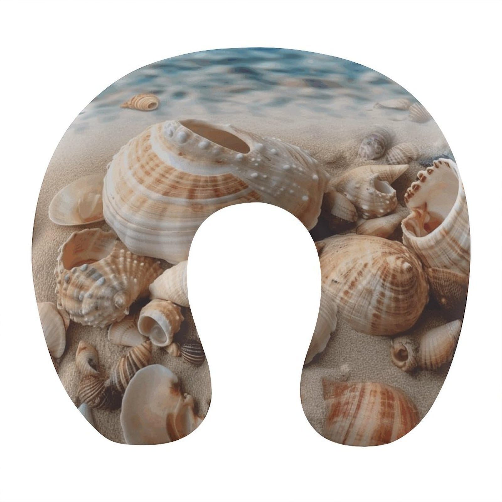 Adfgyerh Style Seashells By The Seashore U-Shaped Pillow，Memory Foam Pillow Core，Cushion ，Provide Neck Support ，Travel Pillow，Suitable For Airplanes, Cars, Homes, And Offices.
