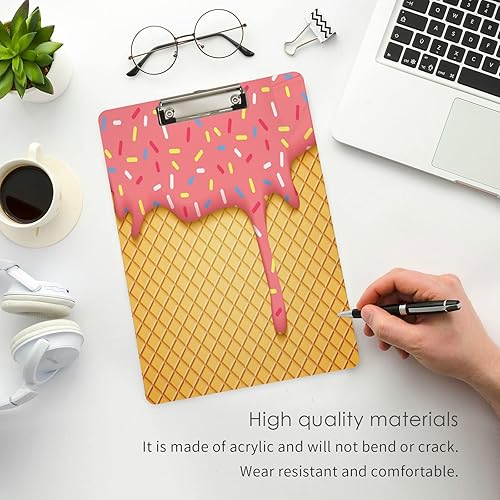 Miniatura 5 de Kigai Portapapeles de cono de helado, tamaño de letra estándar A4, portapapeles con clip de perfil bajo para aulas, oficinas, estudiantes
