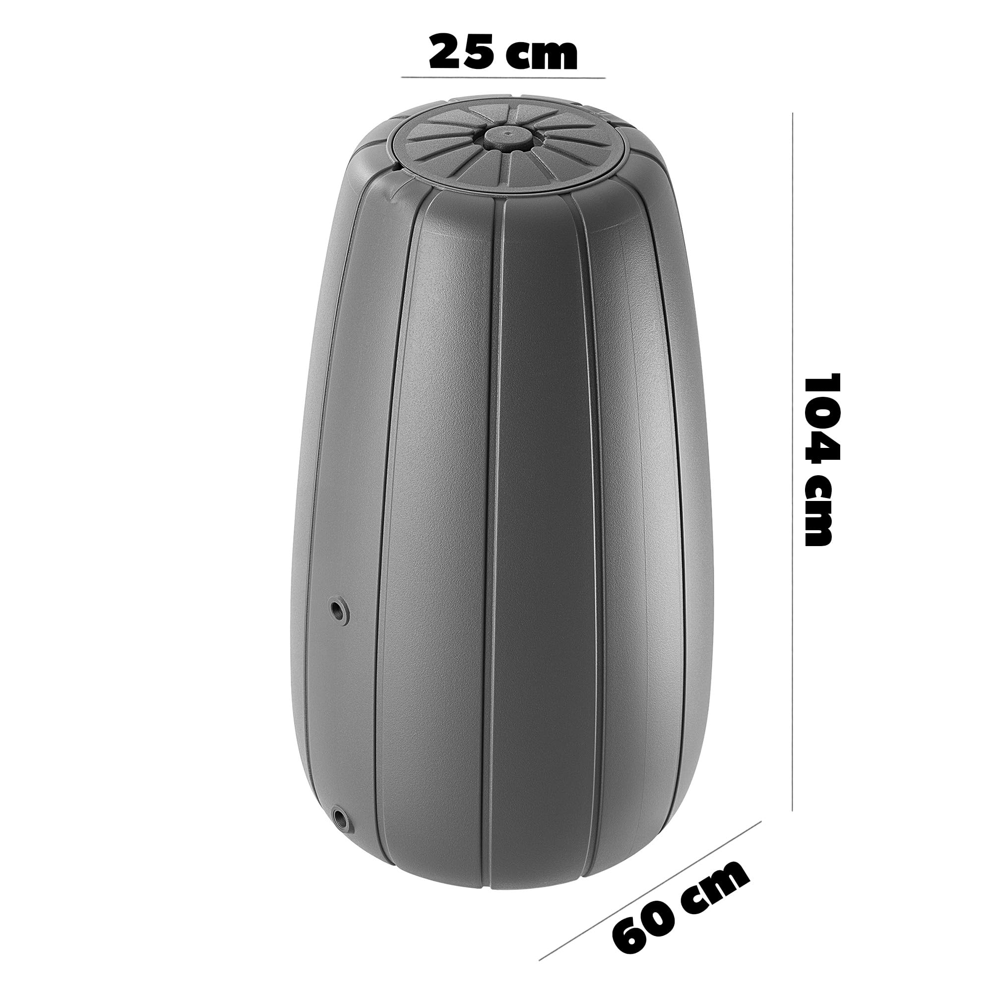 KADAX Regenton 200 litros, depósito de agua de lluvia con grifo y tapa, resistente a las heladas, de plástico, depósito de agua de lluvia para jardín (antracita)